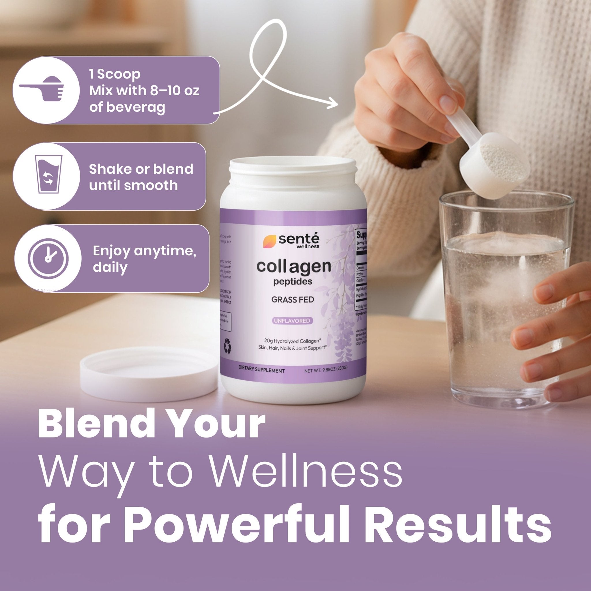 Hydrolyzed Collagen Peptides Grass - Fed - Sente Wellness